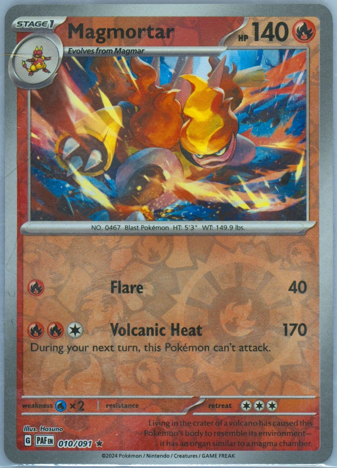 Magmortar Reverse Holo (010) 2024 Pokemon Paf EN-Paldean Fates