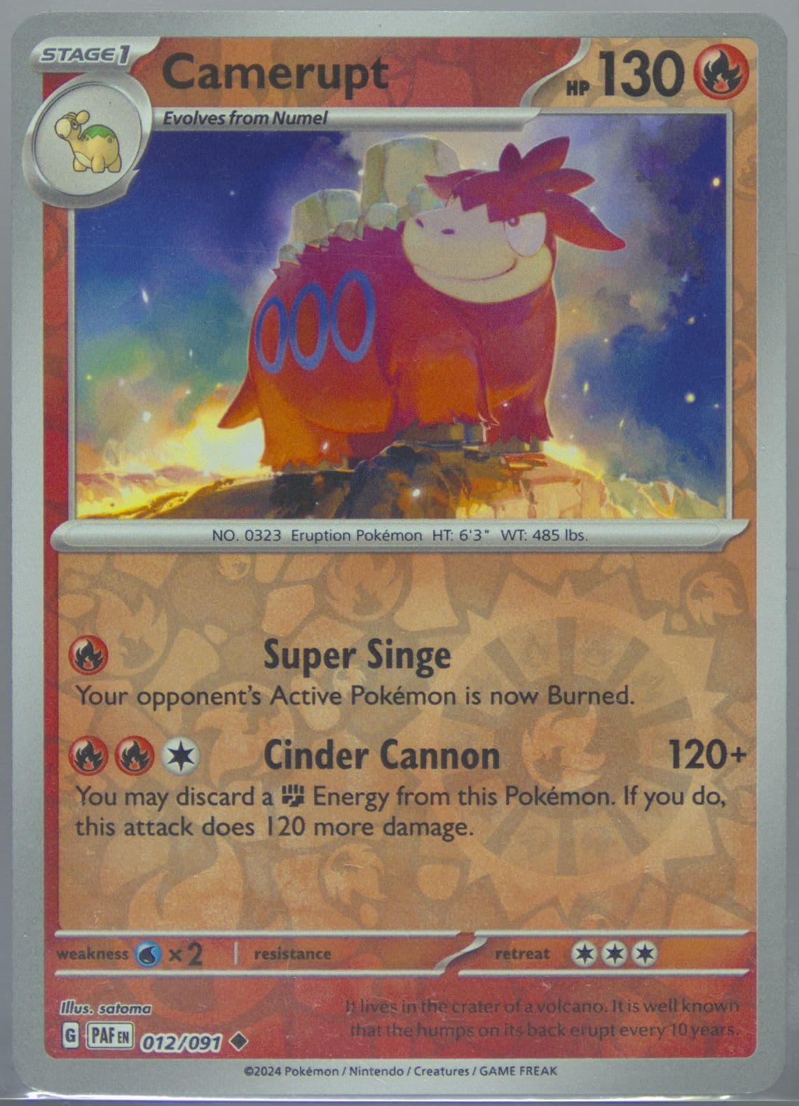 Camerupt Reverse Holo (012) 2024 Pokemon Paf EN-Paldean Fates