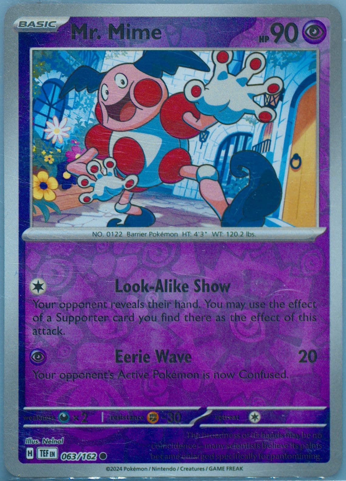 Mr. Mime Reverse Holo (063) 2024 Pokemon Tef EN-Temporal Forces