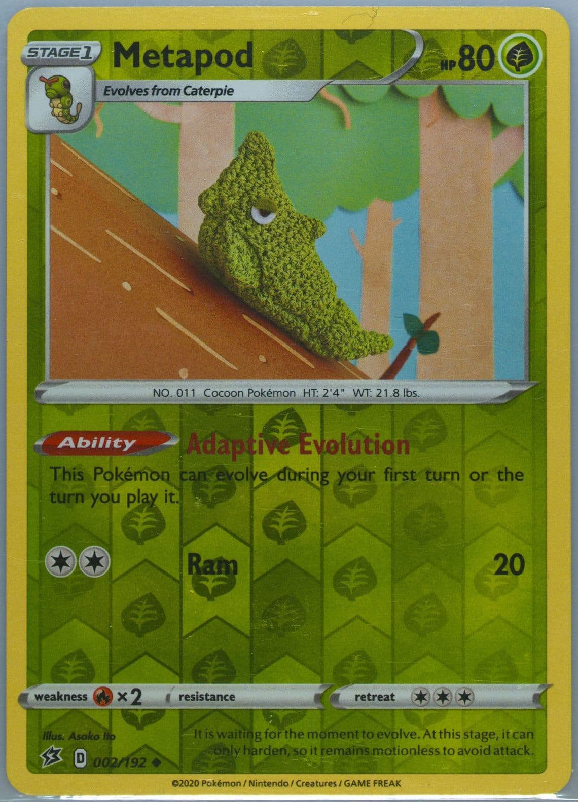 Metapod-Reverse Foil (2) 2020 Pokemon Sword & Shield Rebel Clash