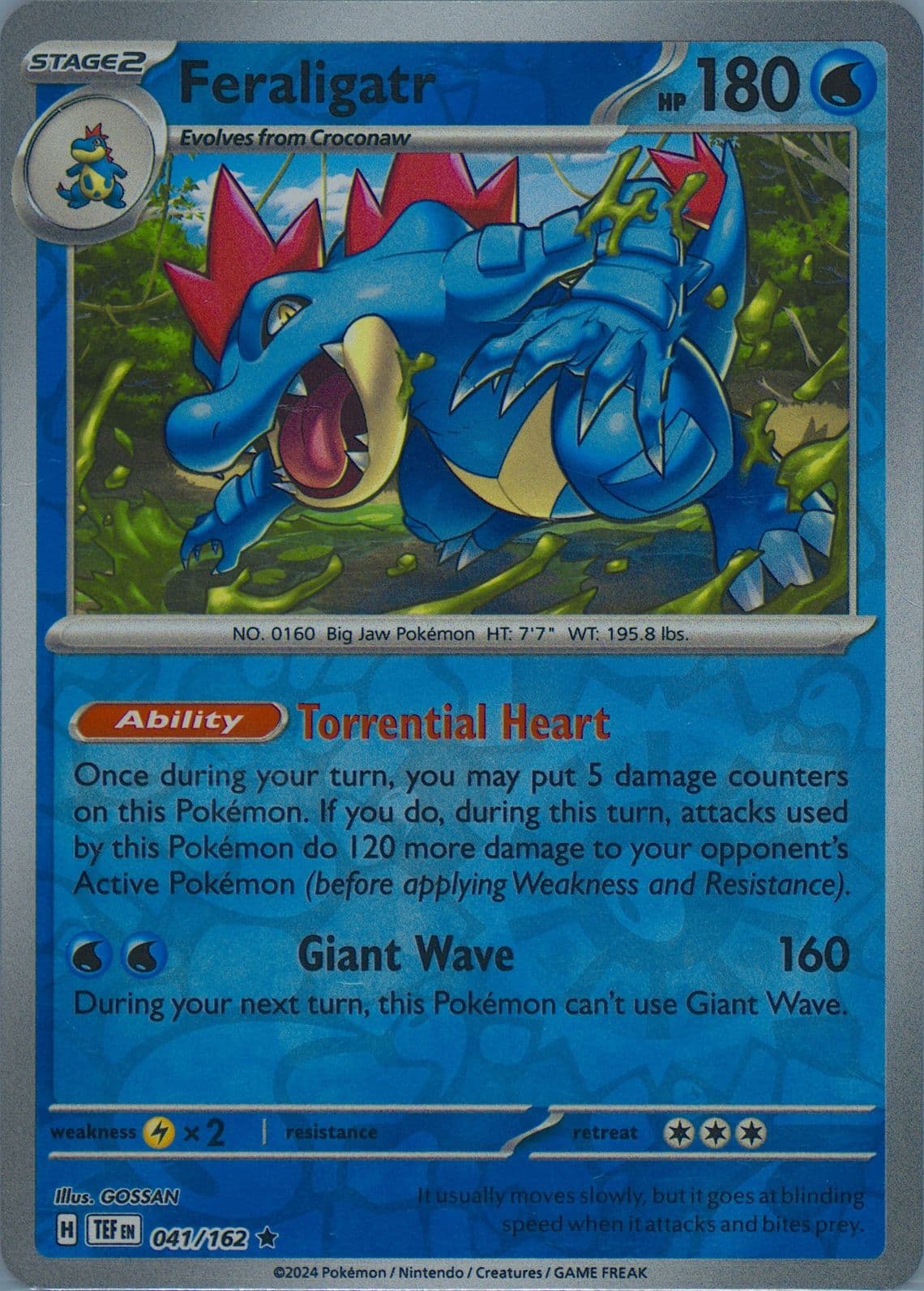 Feraligatr Reverse Holo (041) 2024 Pokemon Tef EN-Temporal Forces