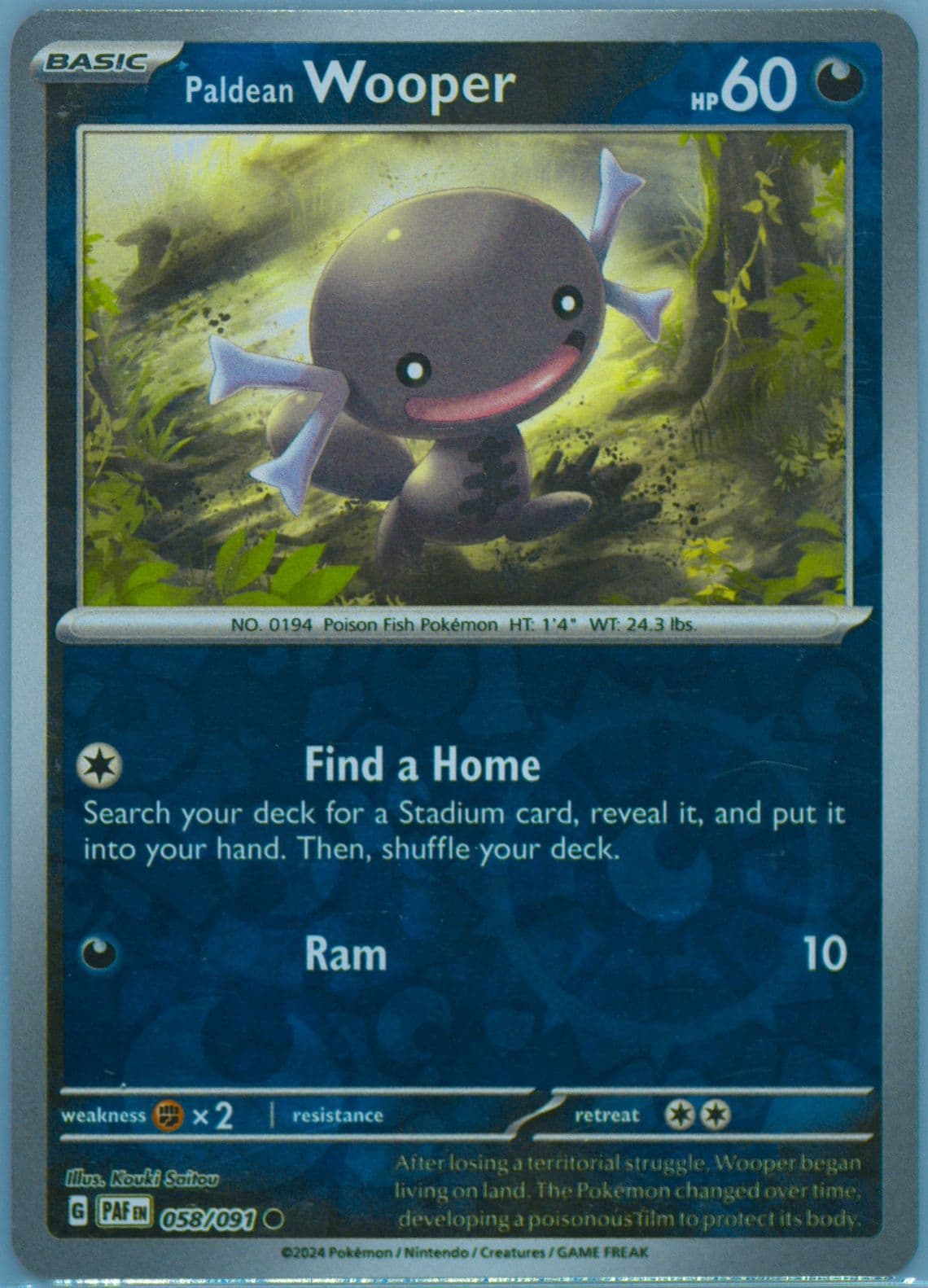 Paldean Wooper Reverse Holo (058) 2024 Pokemon Paf EN-Paldean Fates