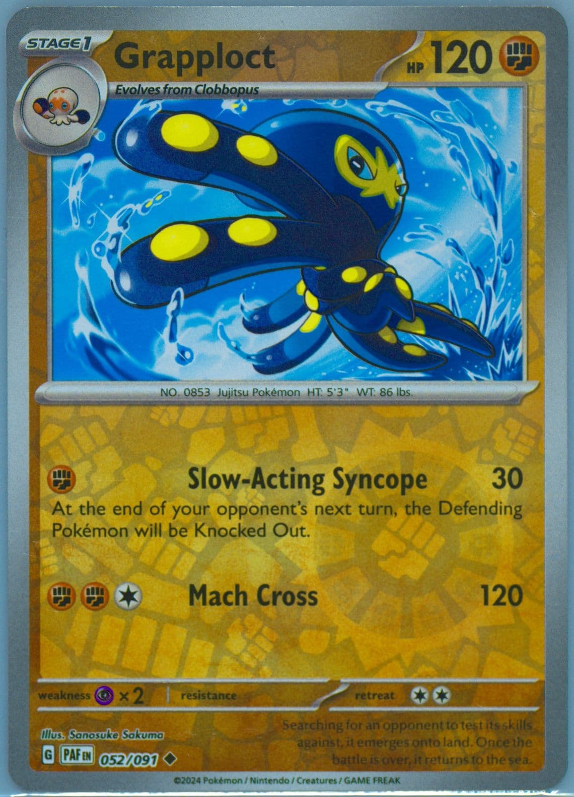 Grapploct Reverse Holo (052) 2024 Pokemon Paf EN-Paldean Fates