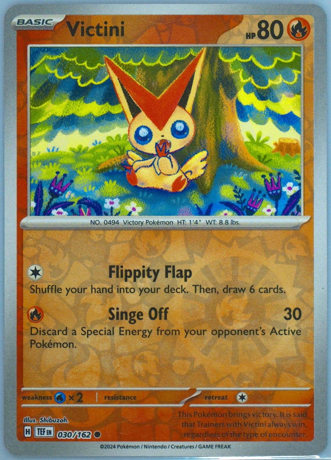 Victini Reverse Holo (030) 2024 Pokemon Tef EN-Temporal Forces