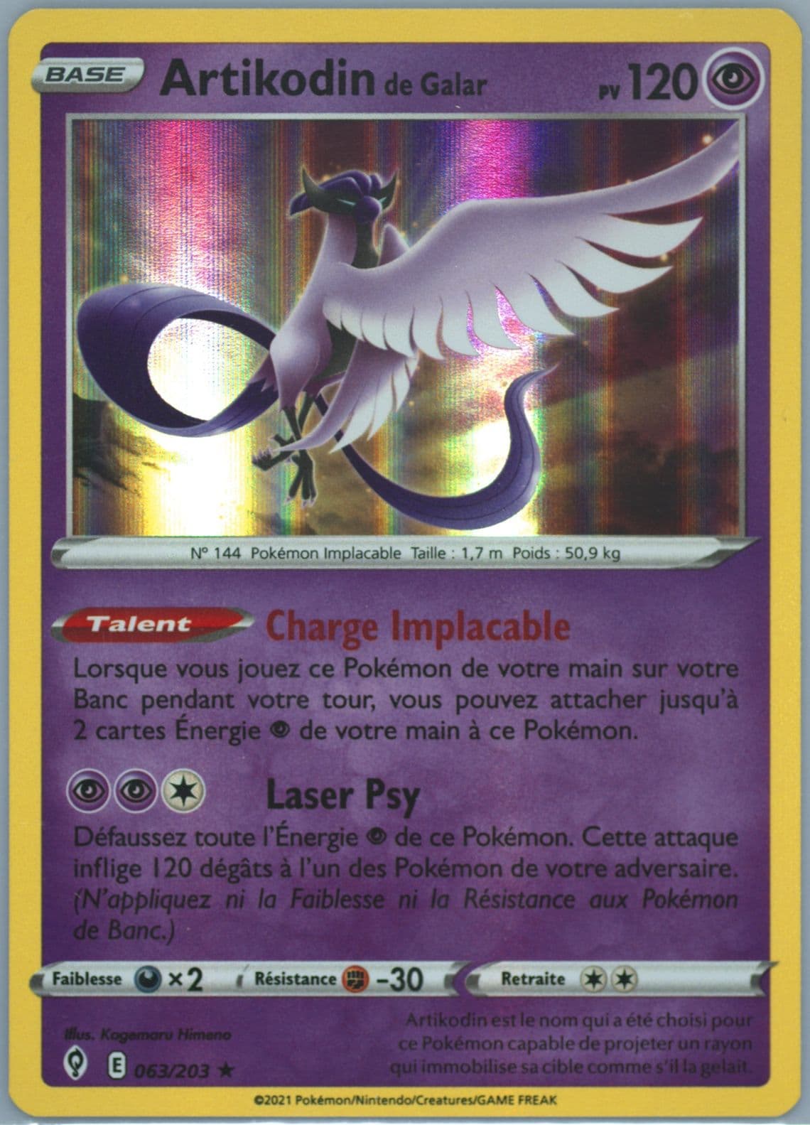 Artikodin de Galar-Holo French (063) 2021 Pokemon Sword & Shield Evolving Skies