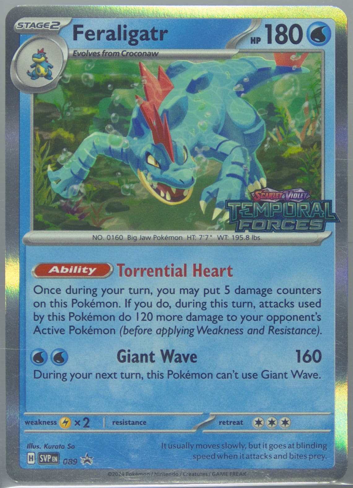 Feraligatr Temporal Forces Prerelease (089) 2024 Pokemon Svp EN-SV Black Star Promo