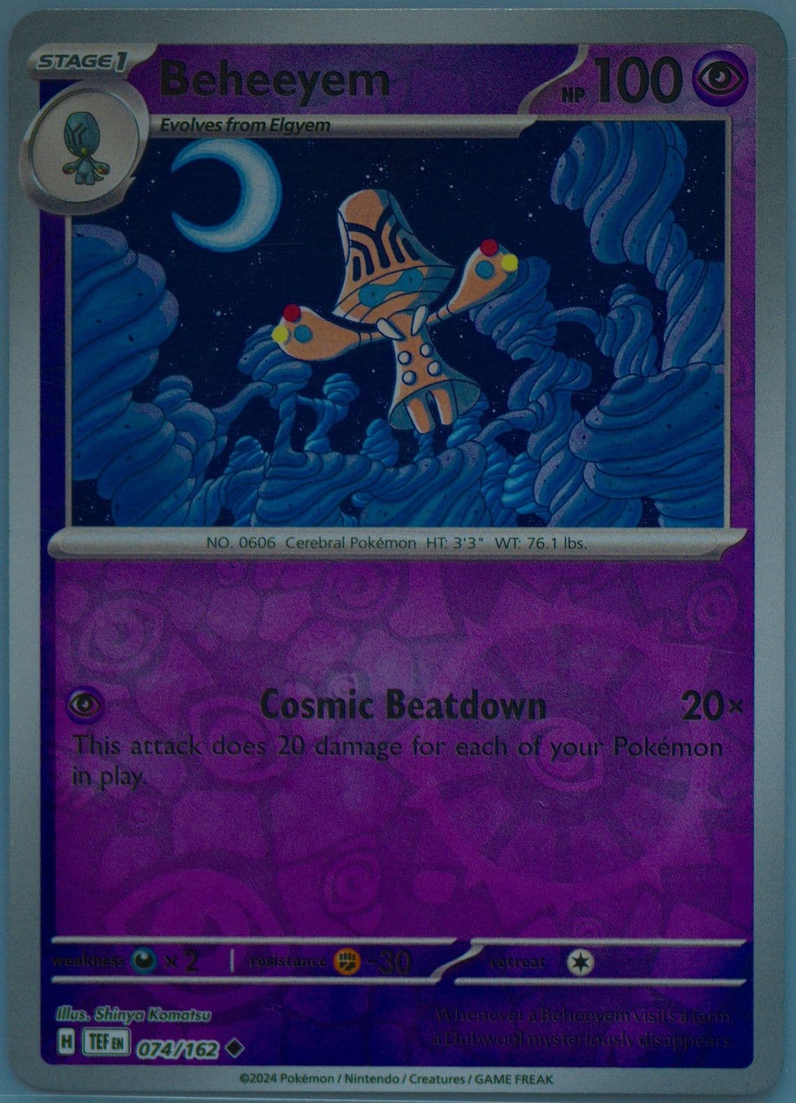 Beheeyem Reverse Holo (074) 2024 Pokemon Tef EN-Temporal Forces