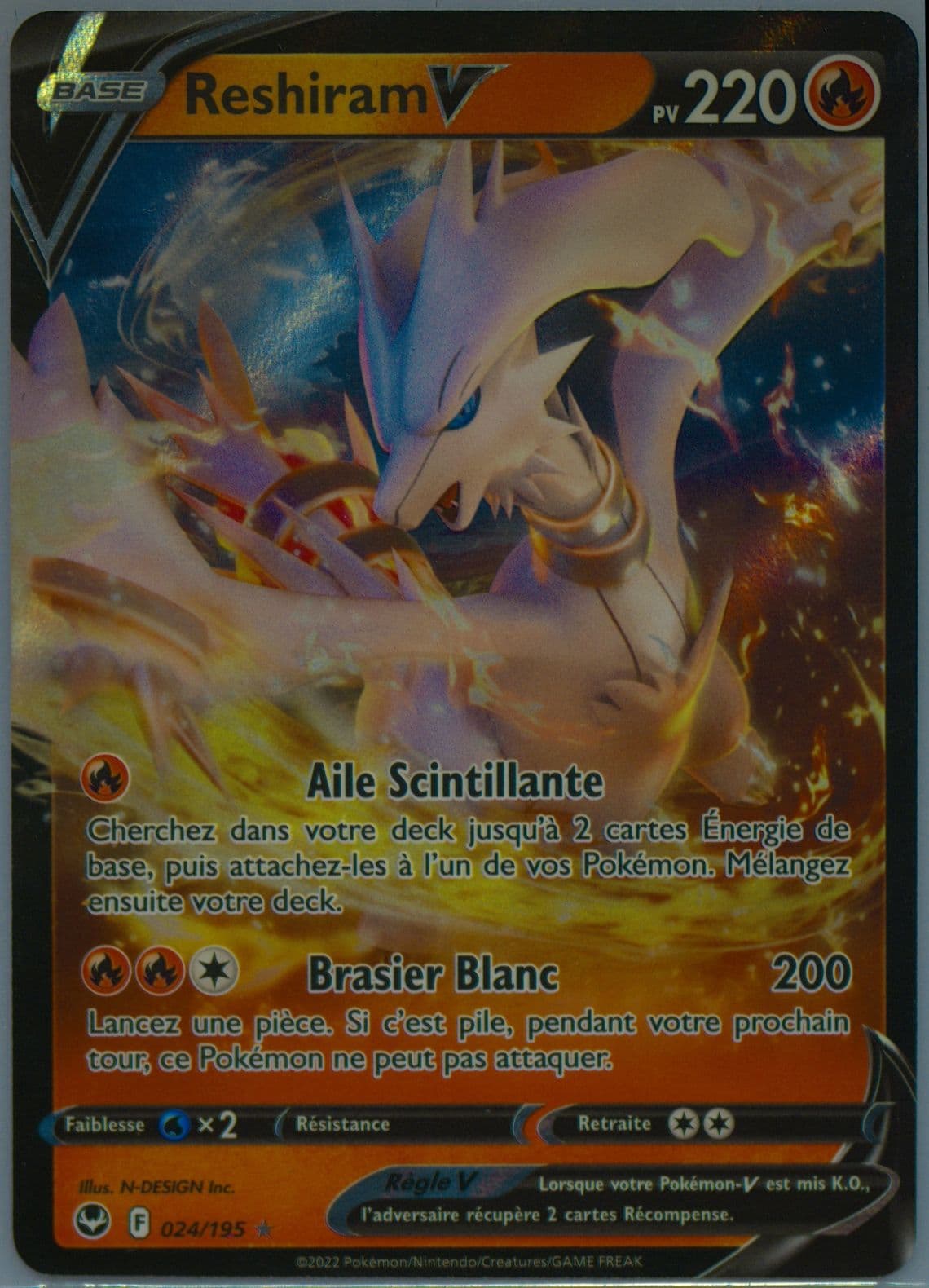 Reshiram V French (024) 2022 Pokemon Sword & Shield Silver Tempest