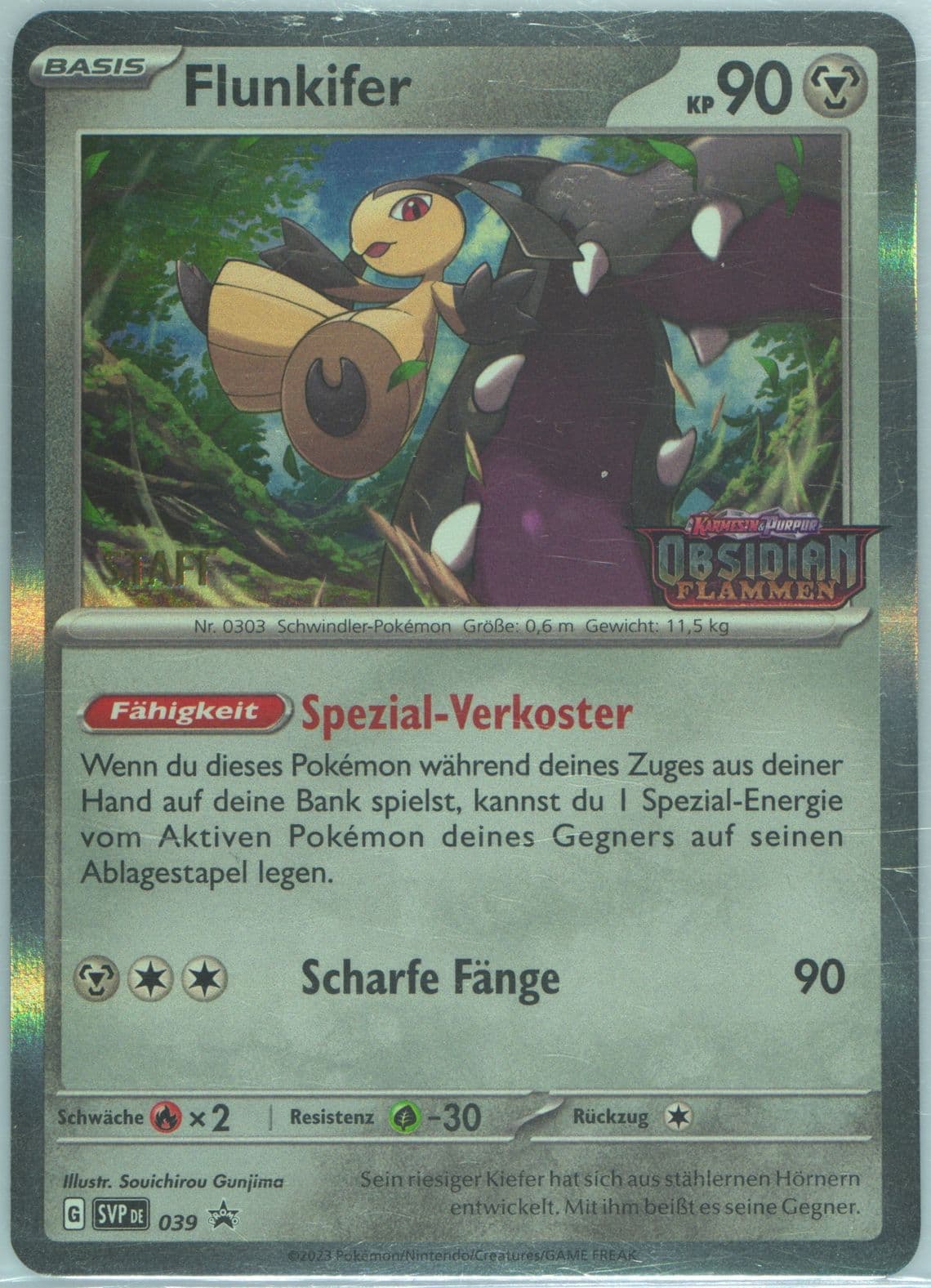 Mawile Obsidian Flames Prerelease-Staff (039) 2023 Pokemon German Svp de-SV Black Star Promo