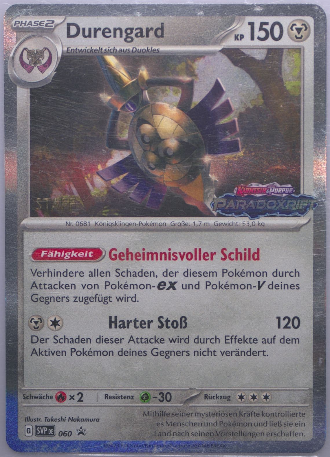 Aegislash Paradox Rift Prerelease-Staff (060) 2023 Pokemon German Svp de-SV Black Star Promo
