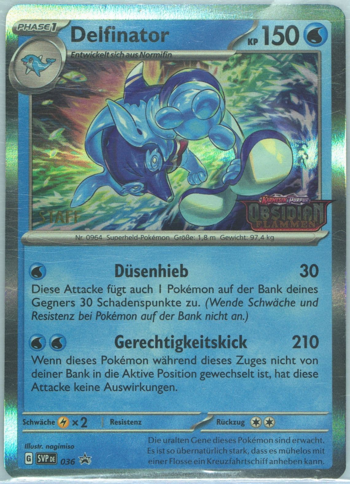 Palafin Obsidian Flames Prerelease-Staff (036) 2023 Pokemon German Svp de-SV Black Star Promo