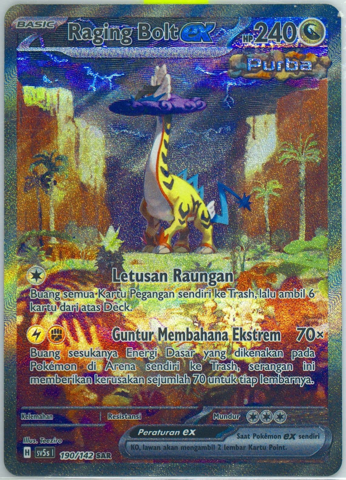 Raging Bolt EX Special Art Rare (190) 2024 Pokemon Indonesian Sv5s I-Ace Paradox