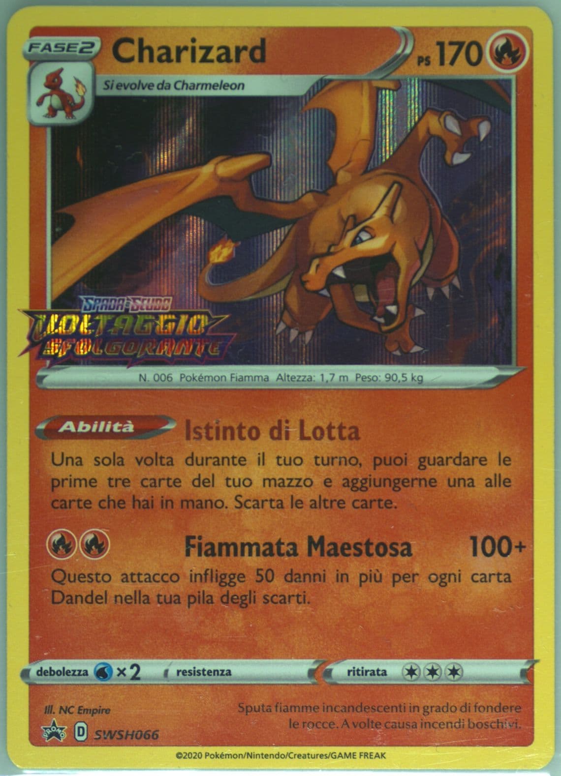 Charizard-Holo Prerelease-Italian (066) 2020 Pokemon Swsh Black Star Promo