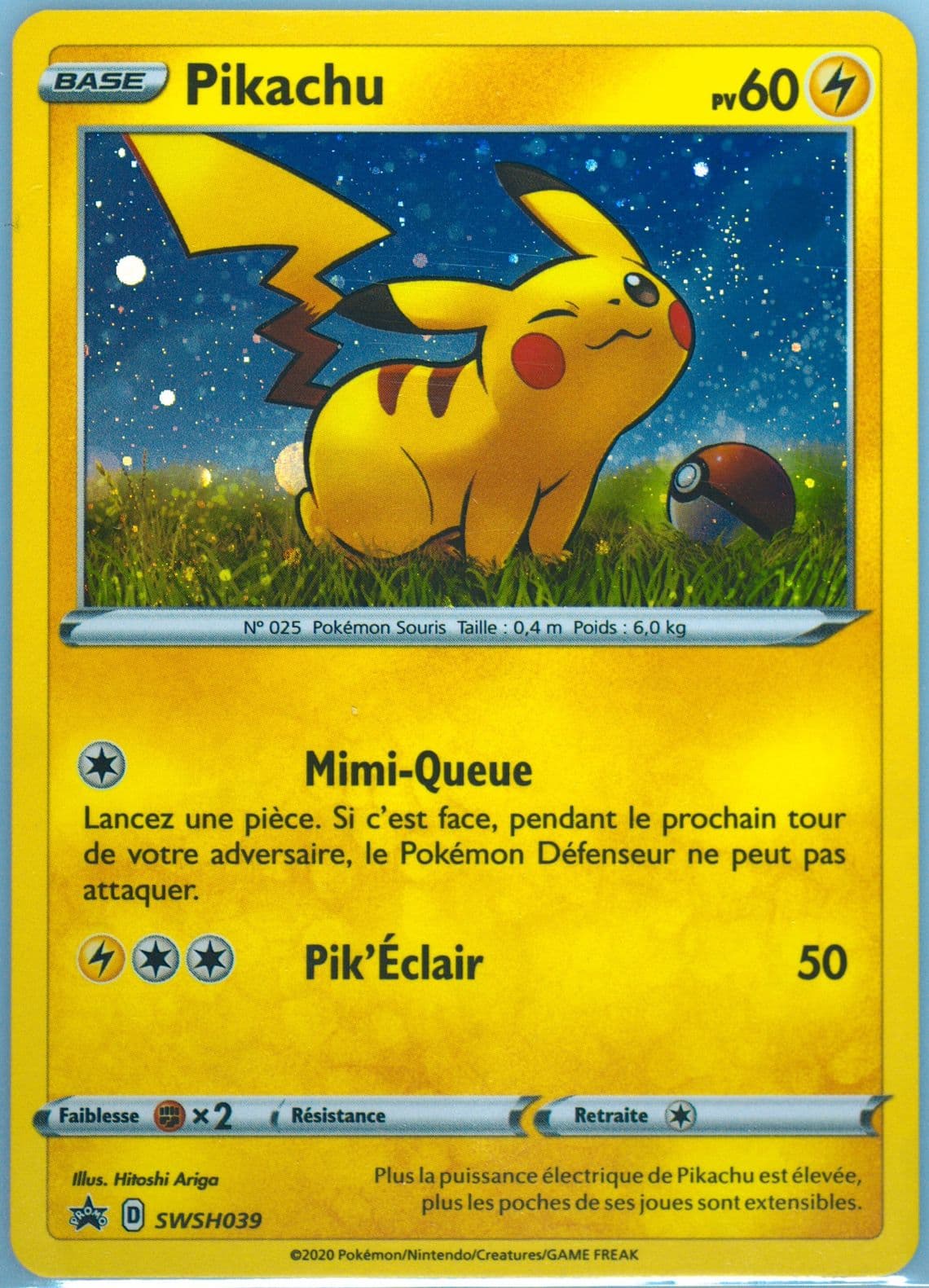 Pikachu-Holo Triple Blisters Pack-French (039) 2020 Pokemon Swsh Black Star Promo