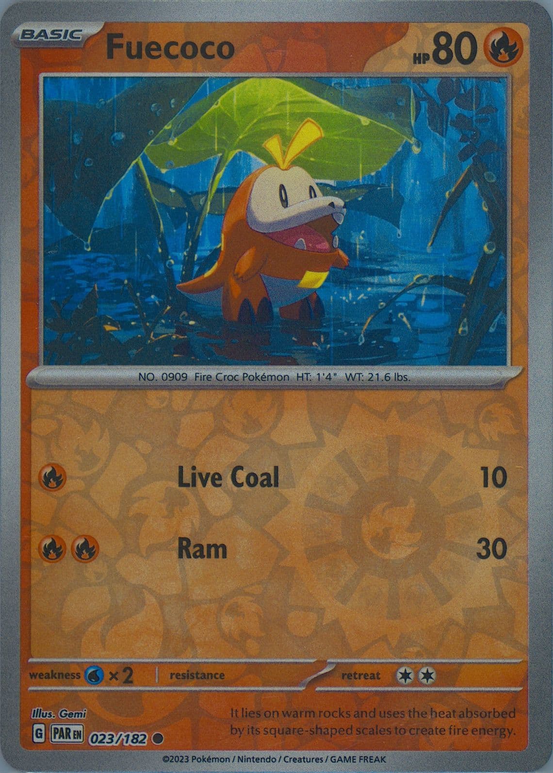 Fuecoco Reverse Holo (023) 2023 Pokemon Par EN-Paradox Rift