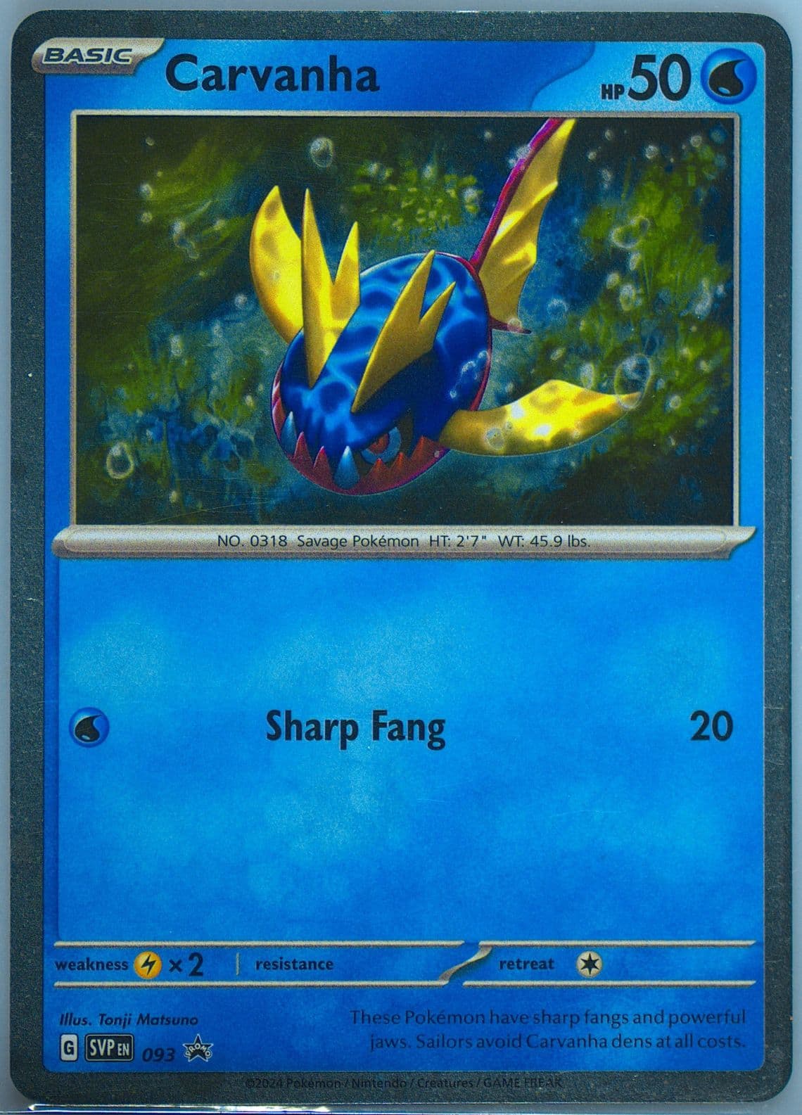 Carvanha Temporal Forces Single Pack Blister (093) 2024 Pokemon Svp EN-SV Black Star Promo