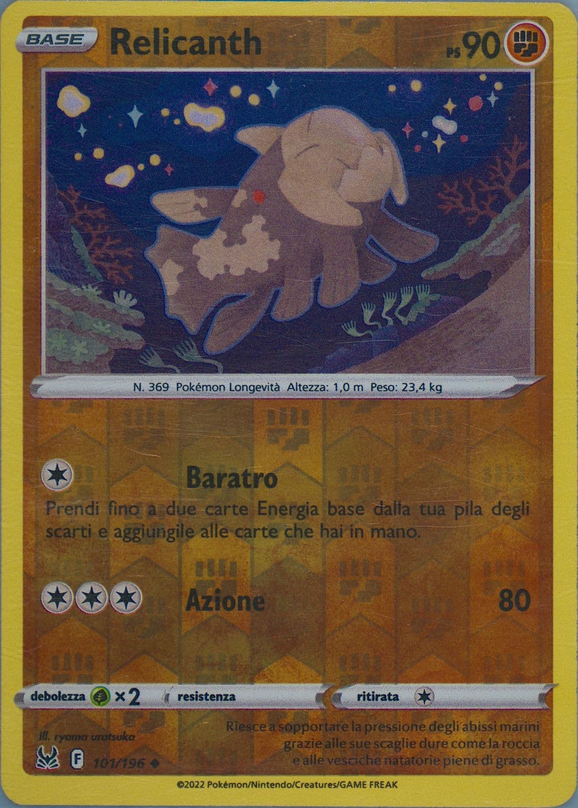 Relicanth-Reverse Foil Italian (101) 2022 Pokemon Sword & Shield Lost Origin