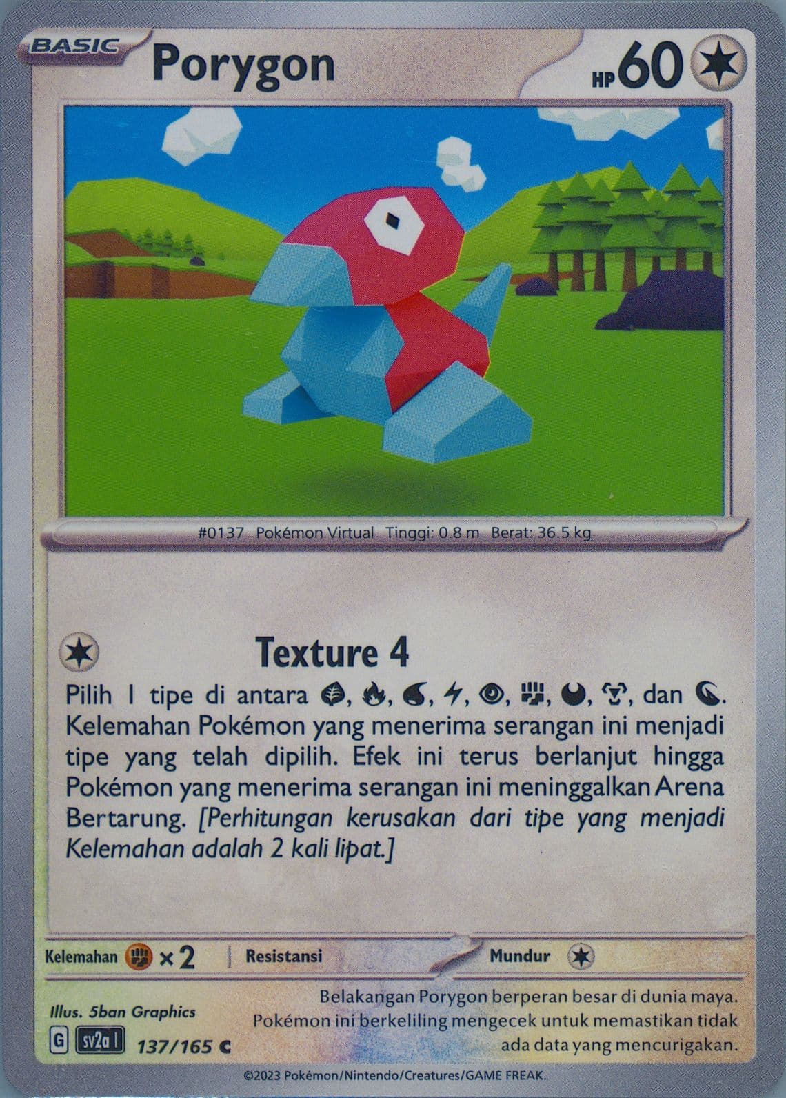Porygon (137) 2023 Pokemon Indonesian Sv2a I-Pokemon 151