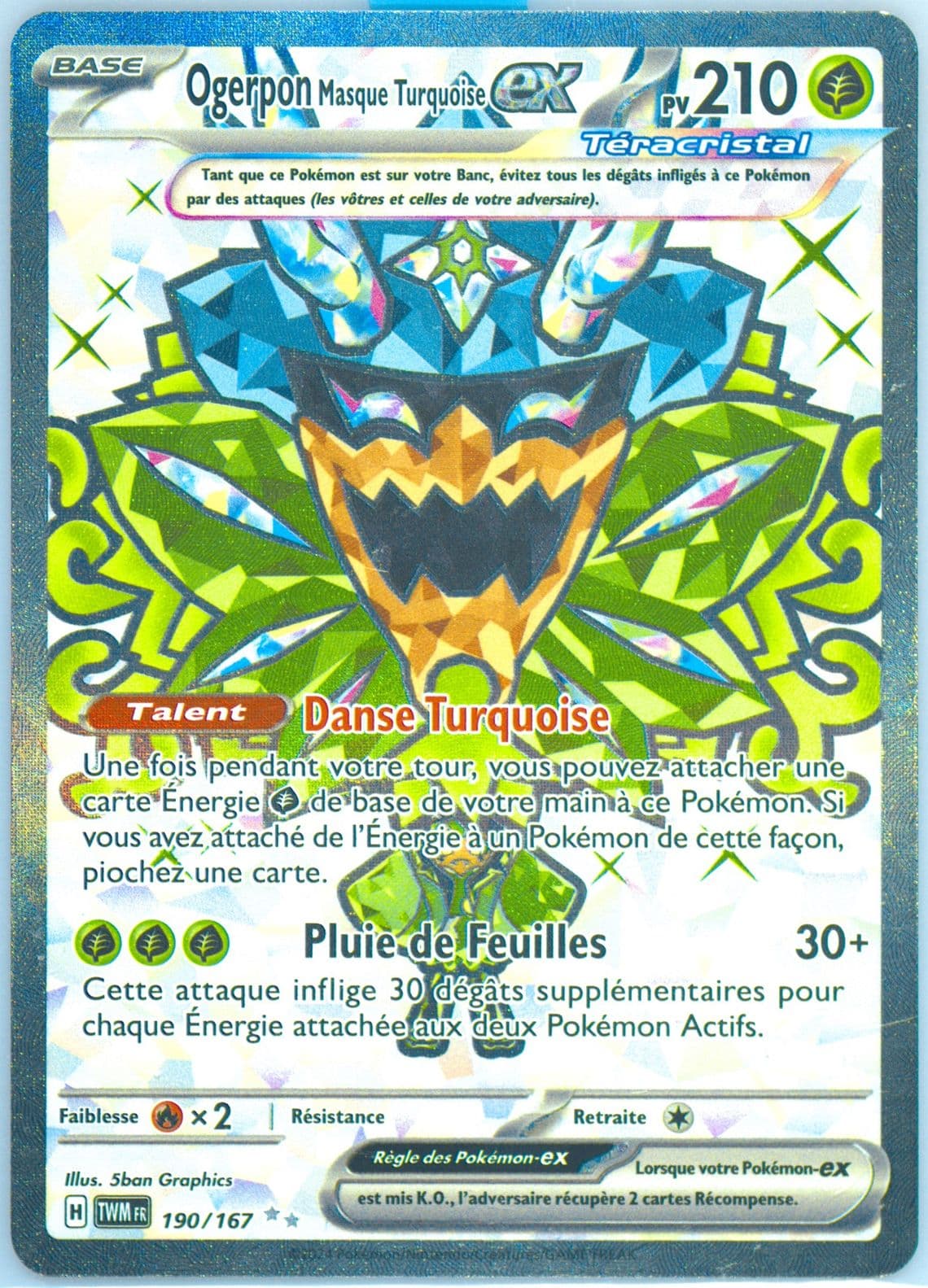 Teal Mask Ogerpon EX Ultra Rare (190) 2024 Pokemon French Twm FR-Twilight Masquerade