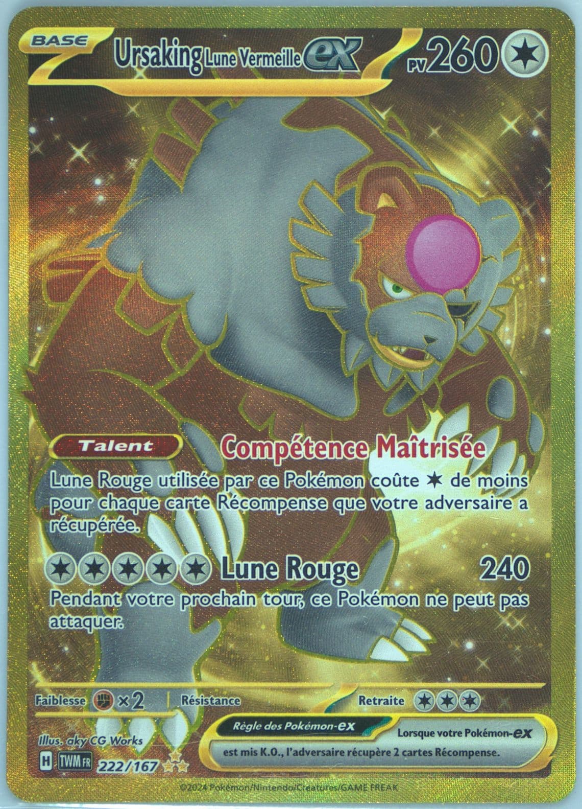 Bloodmoon Ursaluna EX Hyper Rare (222) 2024 Pokemon French Twm FR-Twilight Masquerade