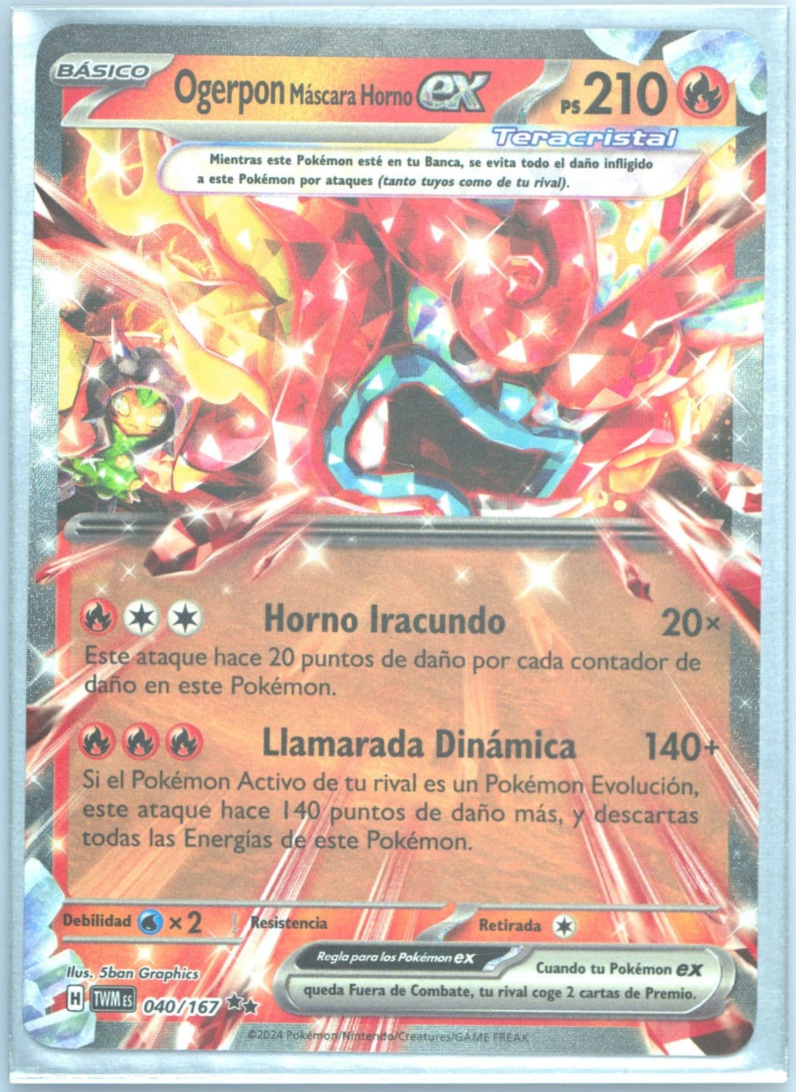 Hearthflame Mask Ogerpon EX (040) 2024 Pokemon Spanish Twm ES-Twilight Masquerade