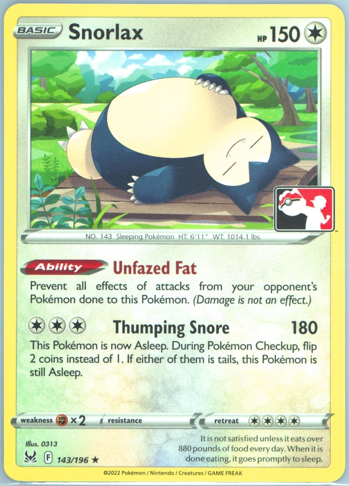 Snorlax (143) 2023 Pokemon Play! Pokemon Prize Pack: Series 3