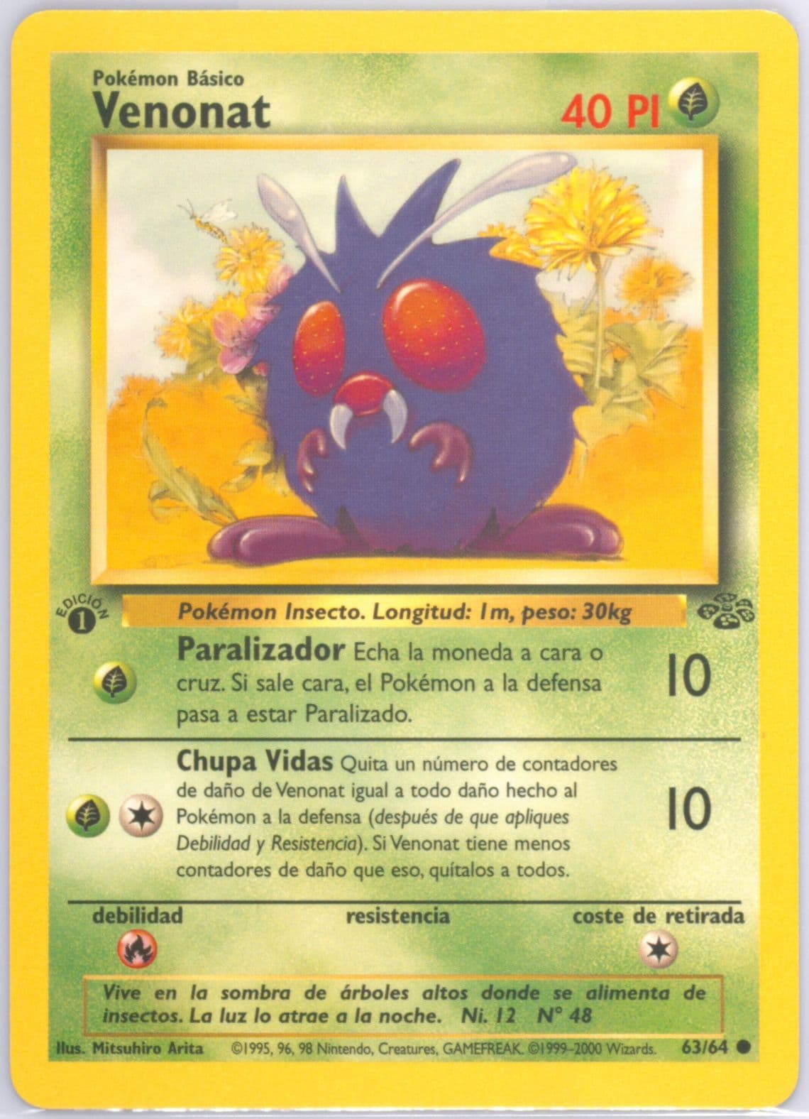 Venonat 1st Edition (63) 2000 Pokemon Spanish Jungle