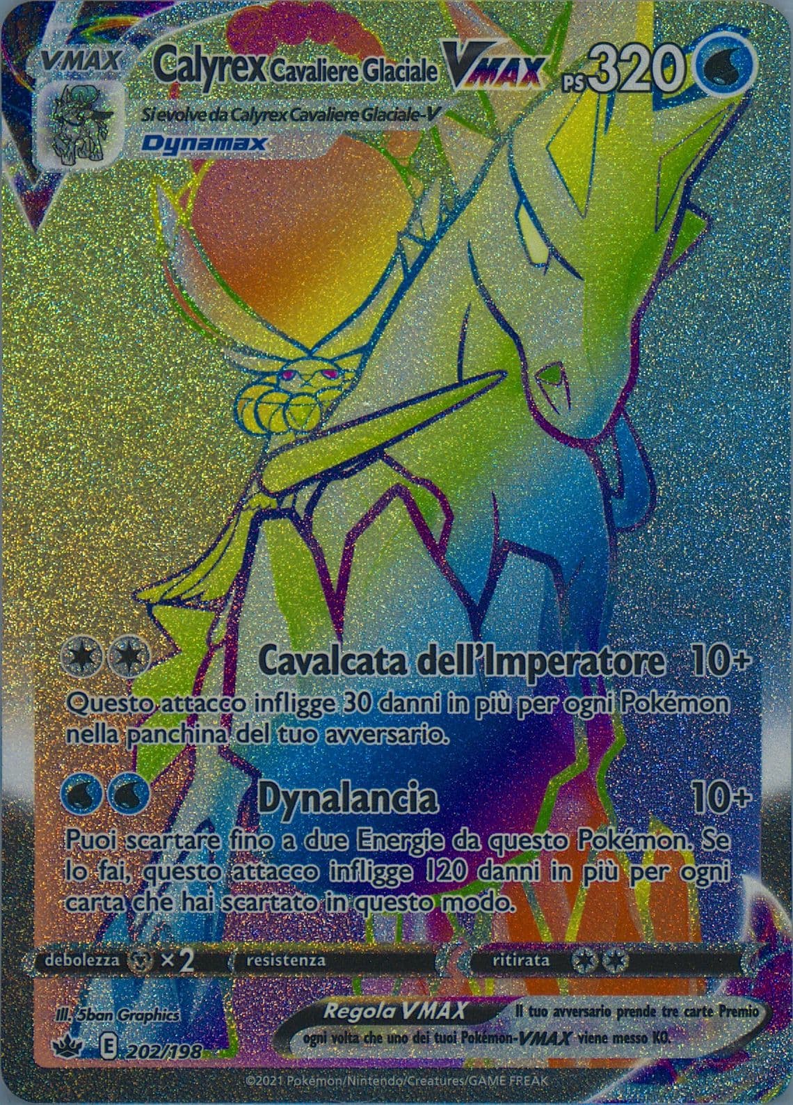 Full Art/Calyrex Cavaliere Glaciale Vmax Italian-Secret (202) 2021 Pokemon Sword & Shield Chilling Reign