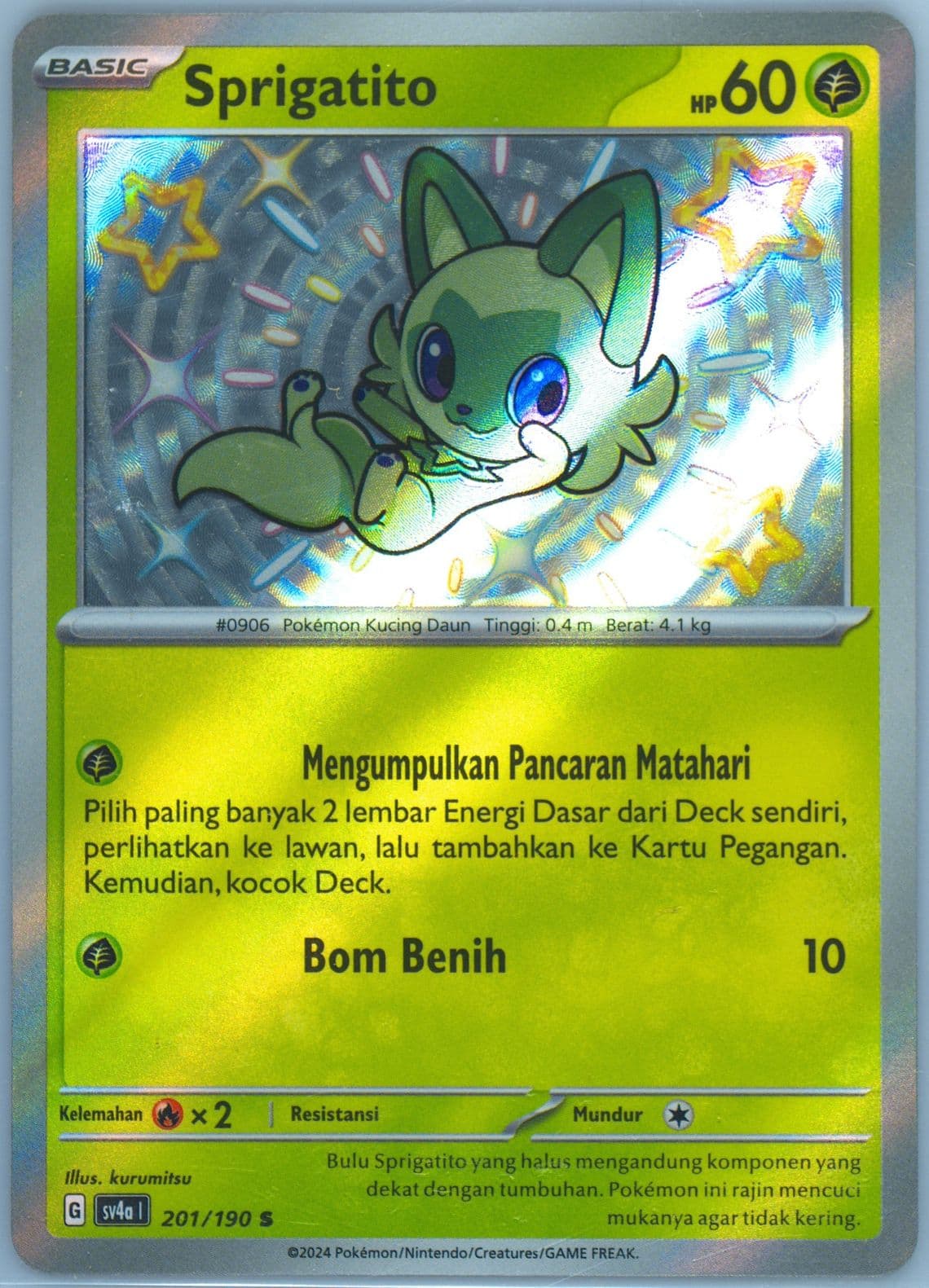 Sprigatito S (201) 2024 Pokemon Indonesian Sv4a I-Shiny Treasure EX