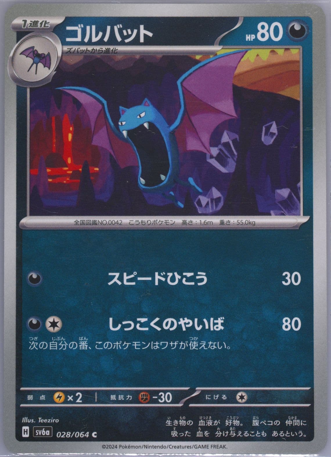 Golbat (028) 2024 Pokemon Japanese Sv6a-Night Wanderer