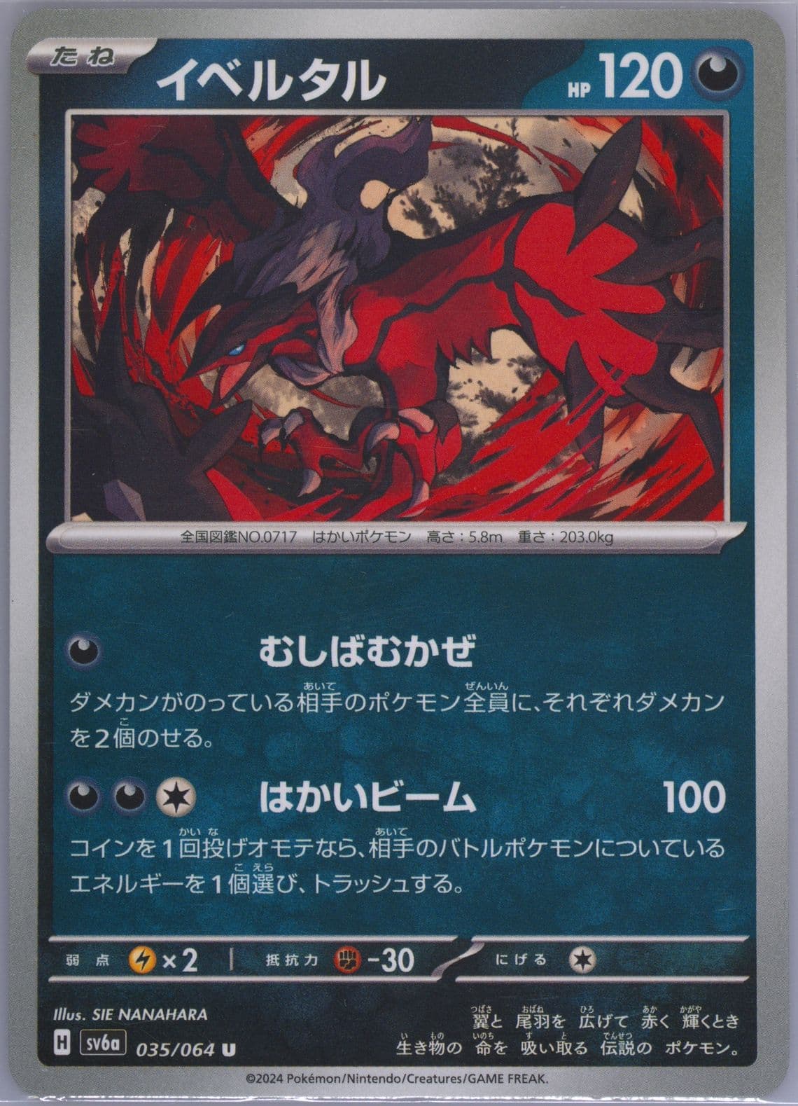 Yveltal (035) 2024 Pokemon Japanese Sv6a-Night Wanderer