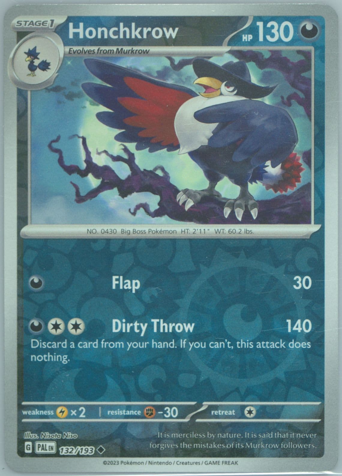 Honchkrow Reverse Holo (132) 2023 Pokemon Pal EN-Paldea Evolved