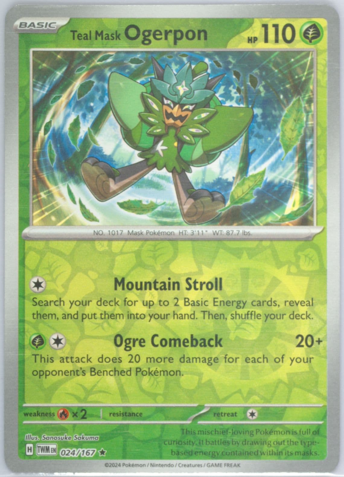 Teal Mask Ogerpon Reverse Holo (024) 2024 Pokemon Twm EN-Twilight Masquerade