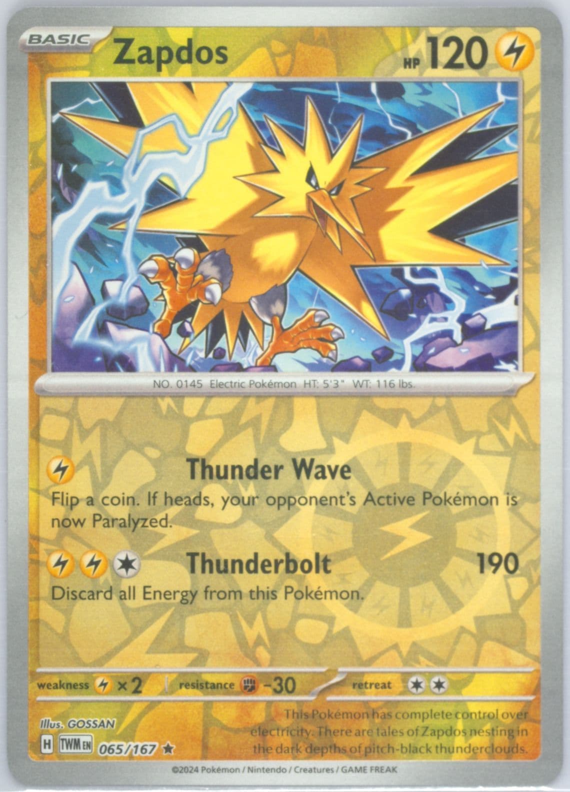Zapdos Reverse Holo (065) 2024 Pokemon Twm EN-Twilight Masquerade