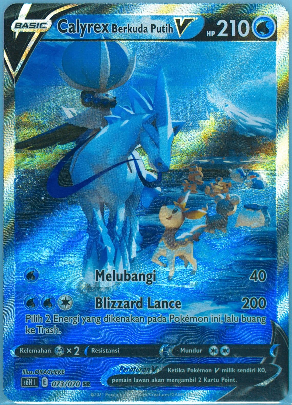Full Art/Ice Rider Calyrex V (073) 2021 Pokemon Indonesian Sword & Shield Silver Lance