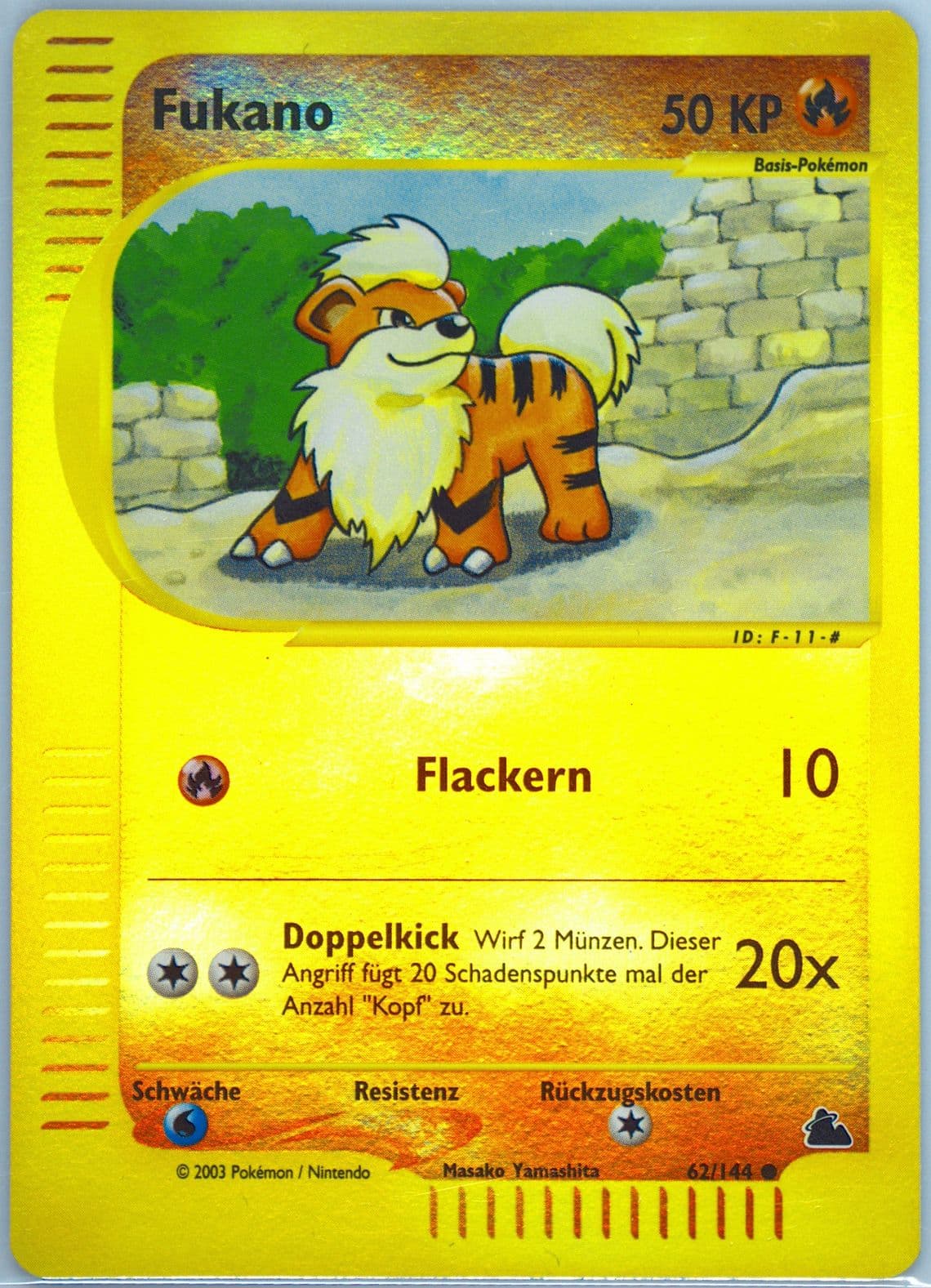 Fukano-Reverse Foil German (62) 2003 Pokemon Skyridge
