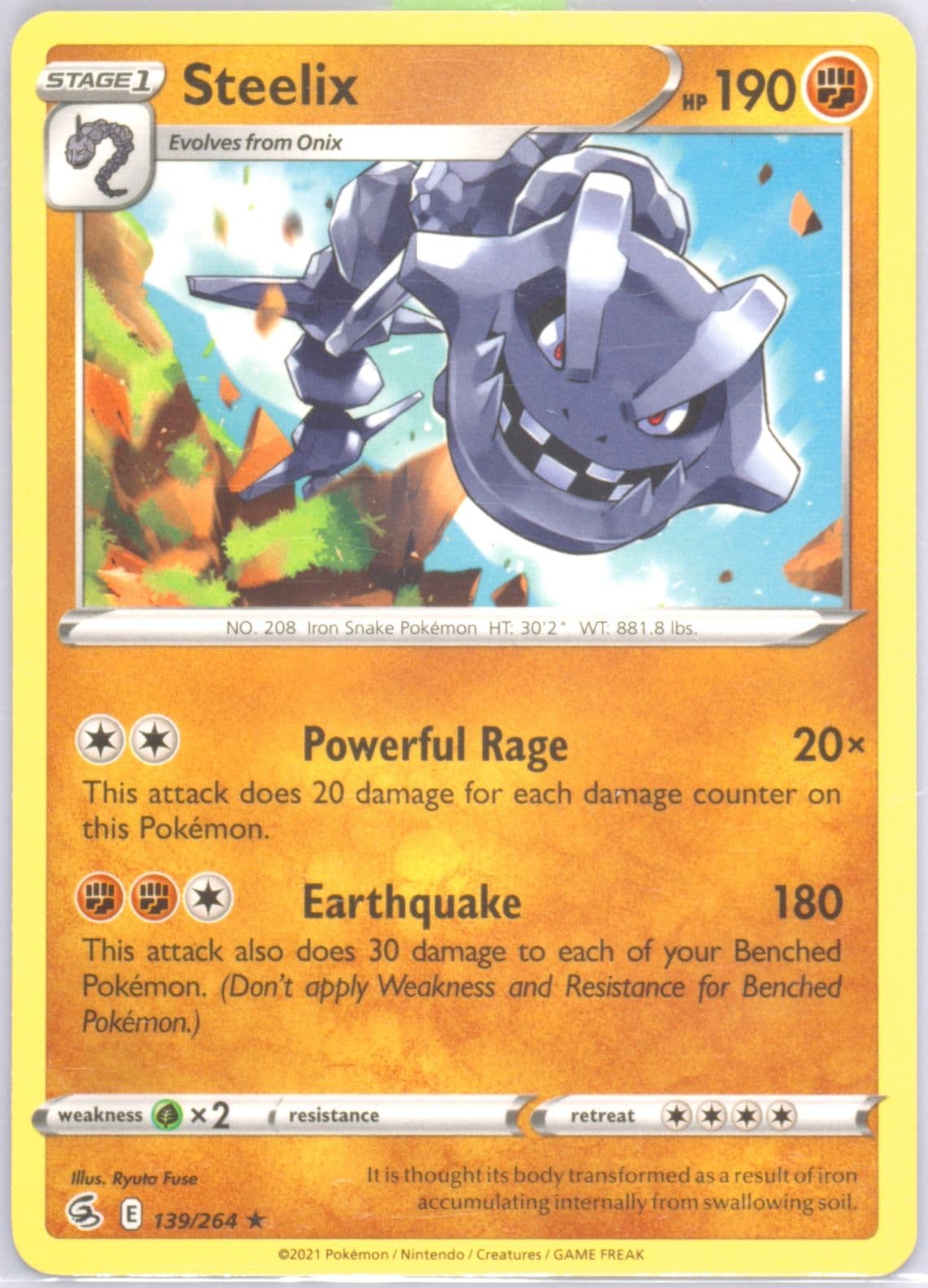 Steelix 2022 Lycanroc V Battle Deck (139) 2021 Pokemon Sword & Shield Fusion Strike