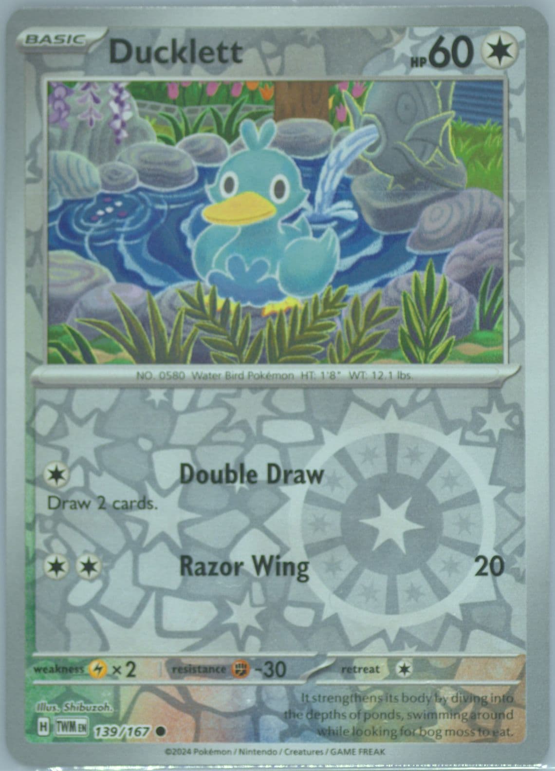 Ducklett Reverse Holo (139) 2024 Pokemon Twm EN-Twilight Masquerade