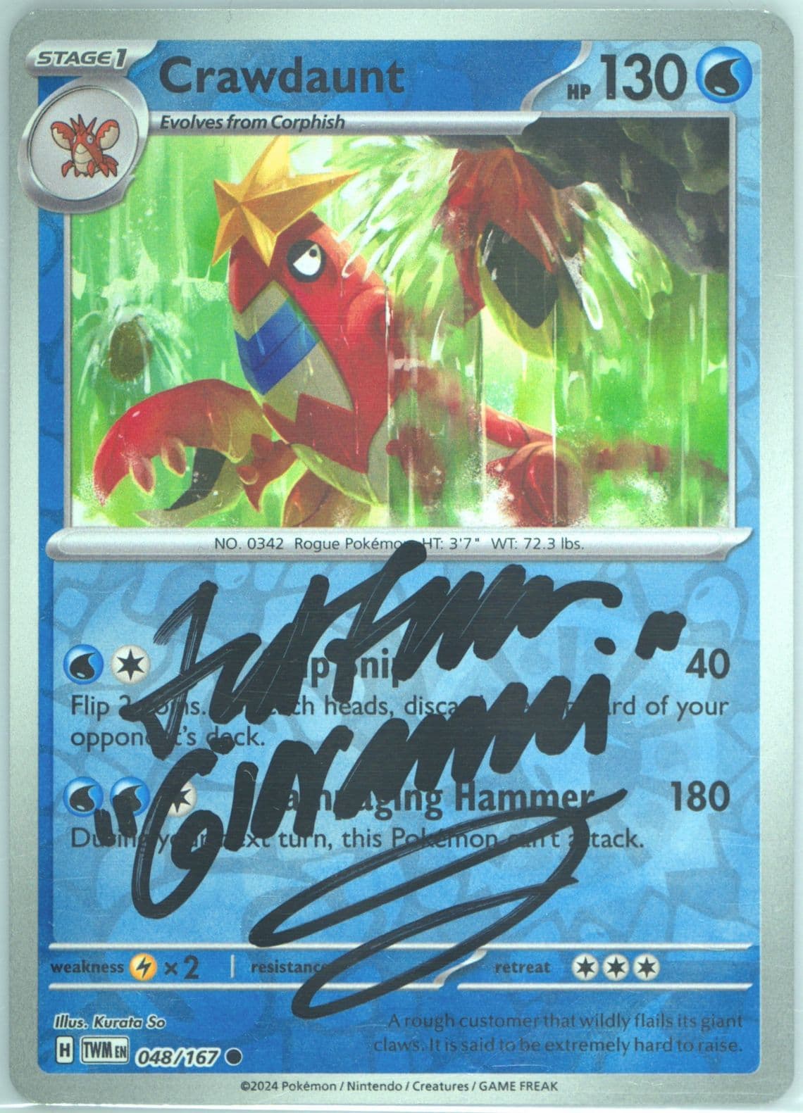 Crawdaunt Reverse Holo (048) 2024 Pokemon Twm EN-Twilight Masquerade