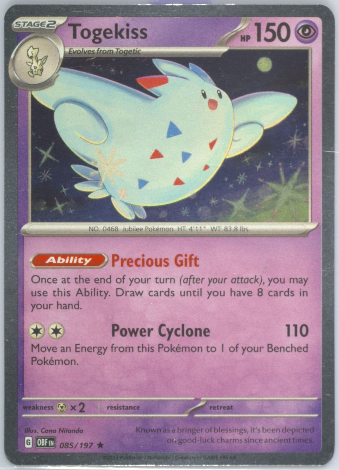 Togekiss Temporal Forces Premium Checklane Blister (085) 2023 Pokemon Obf EN-Obsidian Flames
