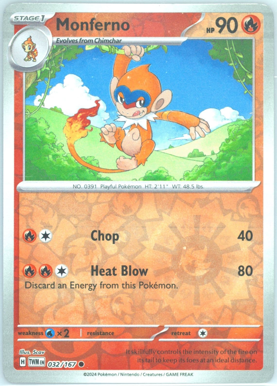 Monferno Reverse Holo (032) 2024 Pokemon Twm EN-Twilight Masquerade