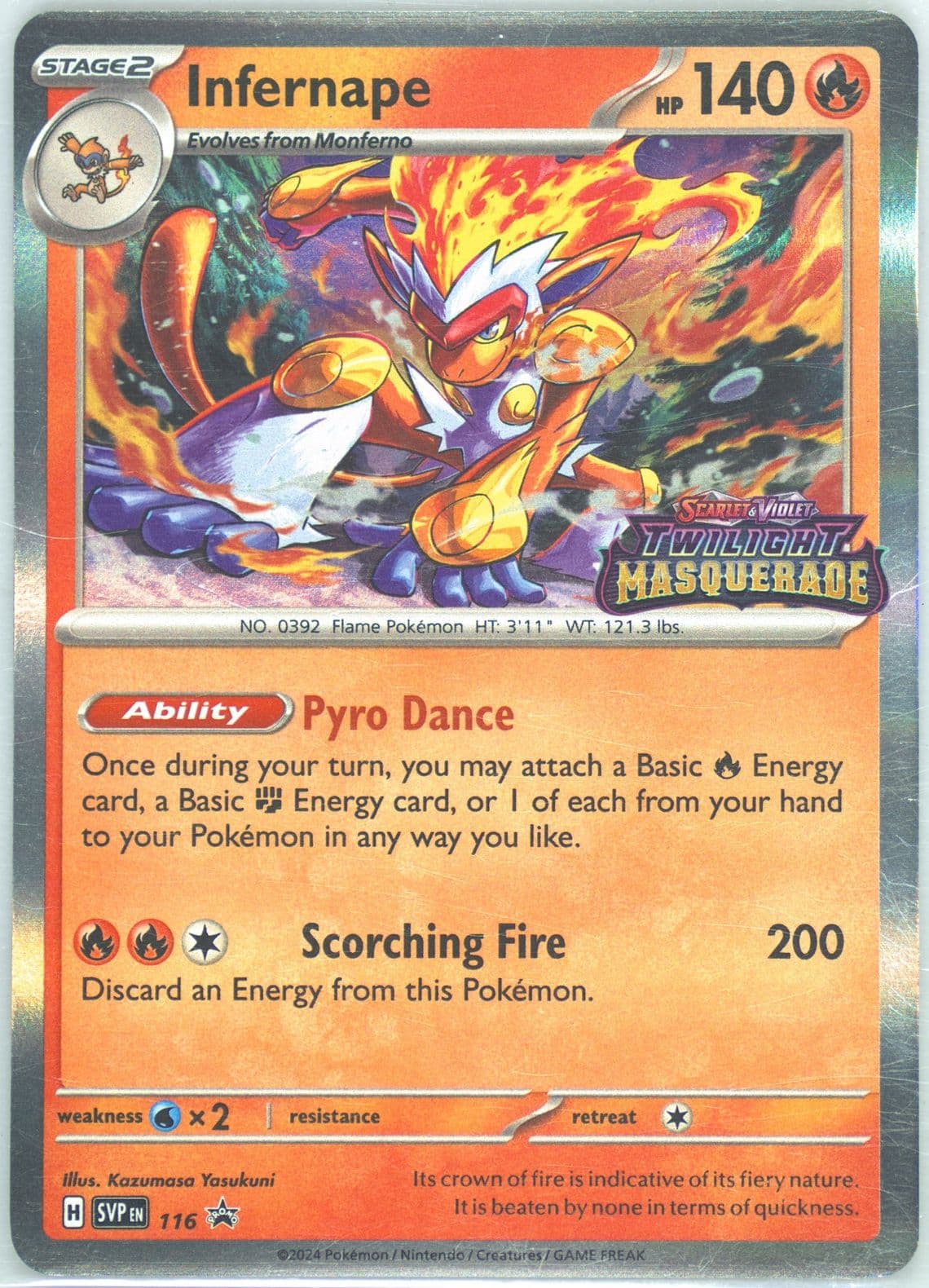 Infernape Twilight Masquerade Prerelease (116) 2024 Pokemon Svp EN-SV Black Star Promo