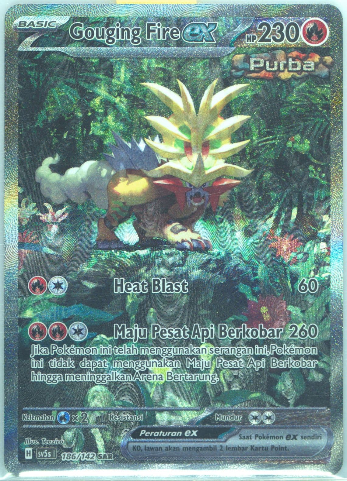 Gouging Fire EX Special Art Rare (186) 2024 Pokemon Indonesian Sv5s I-Ace Paradox
