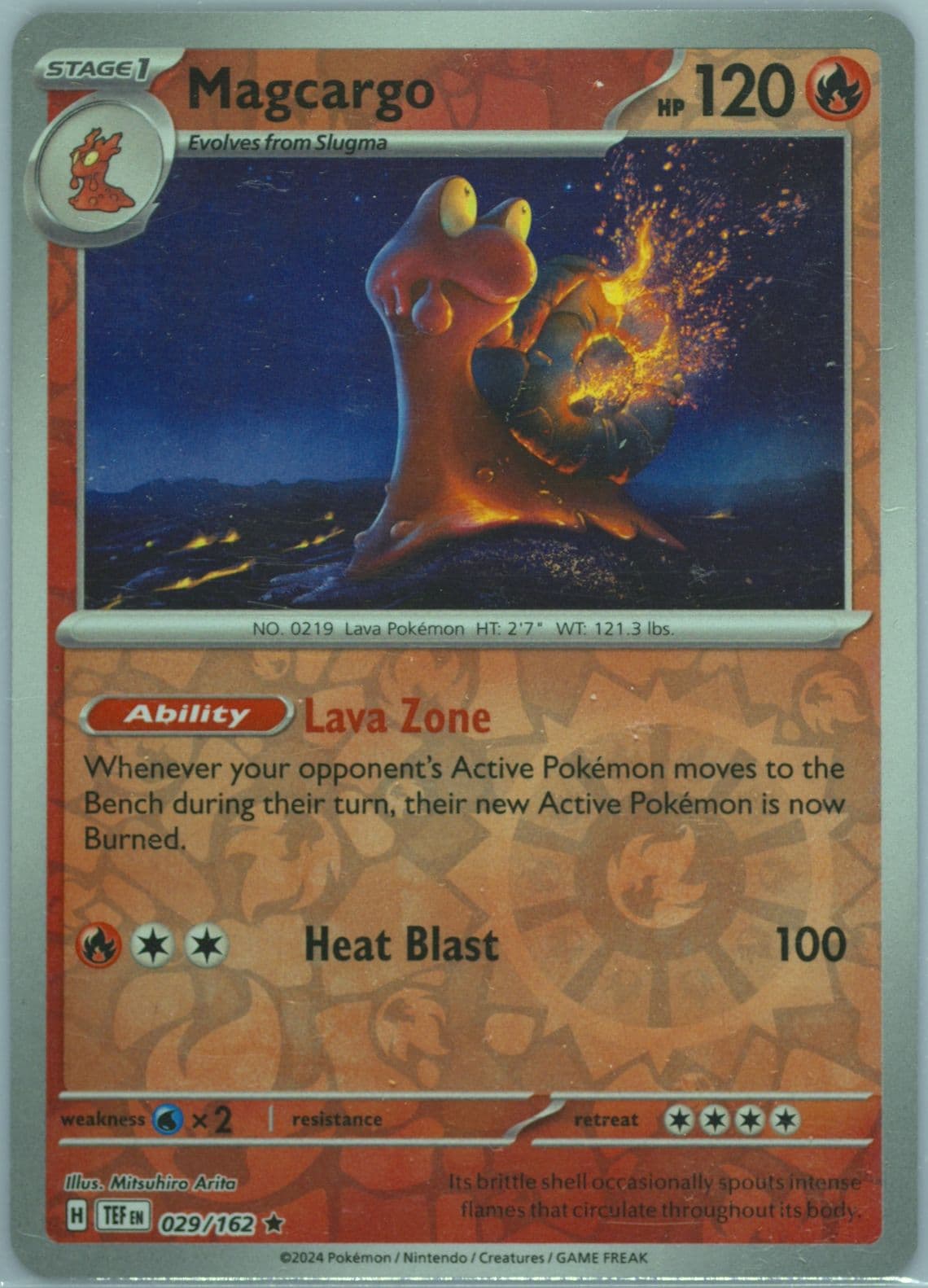 Magcargo Reverse Holo (029) 2024 Pokemon Tef EN-Temporal Forces