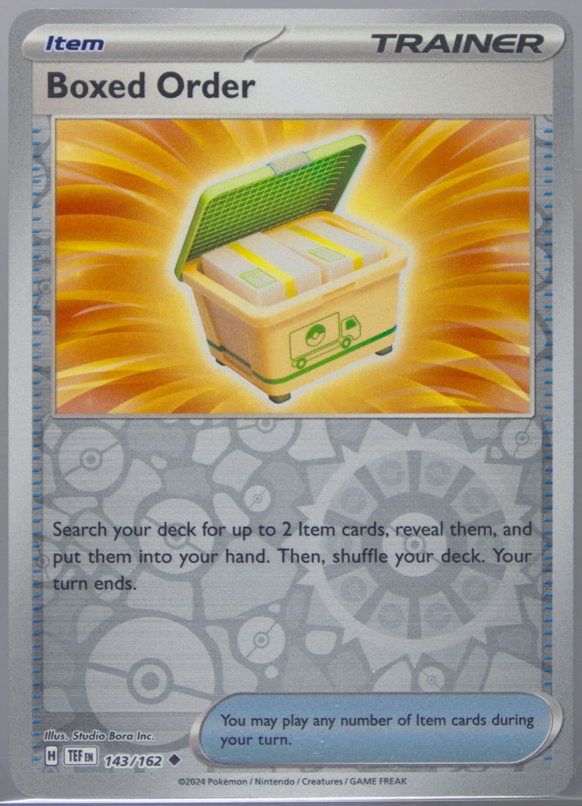 Boxed Order Reverse Holo (143) 2024 Pokemon Tef EN-Temporal Forces