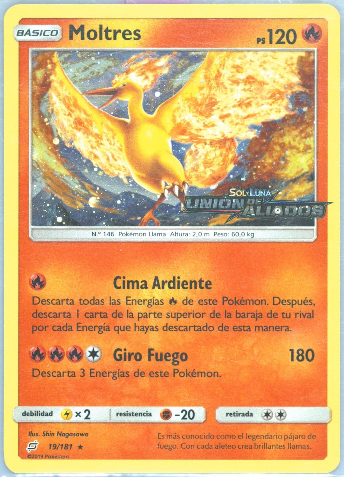 Moltres-Holo Cosmos Exclusive-Spanish (19) 2019 Pokemon Sun & Moon Team Up