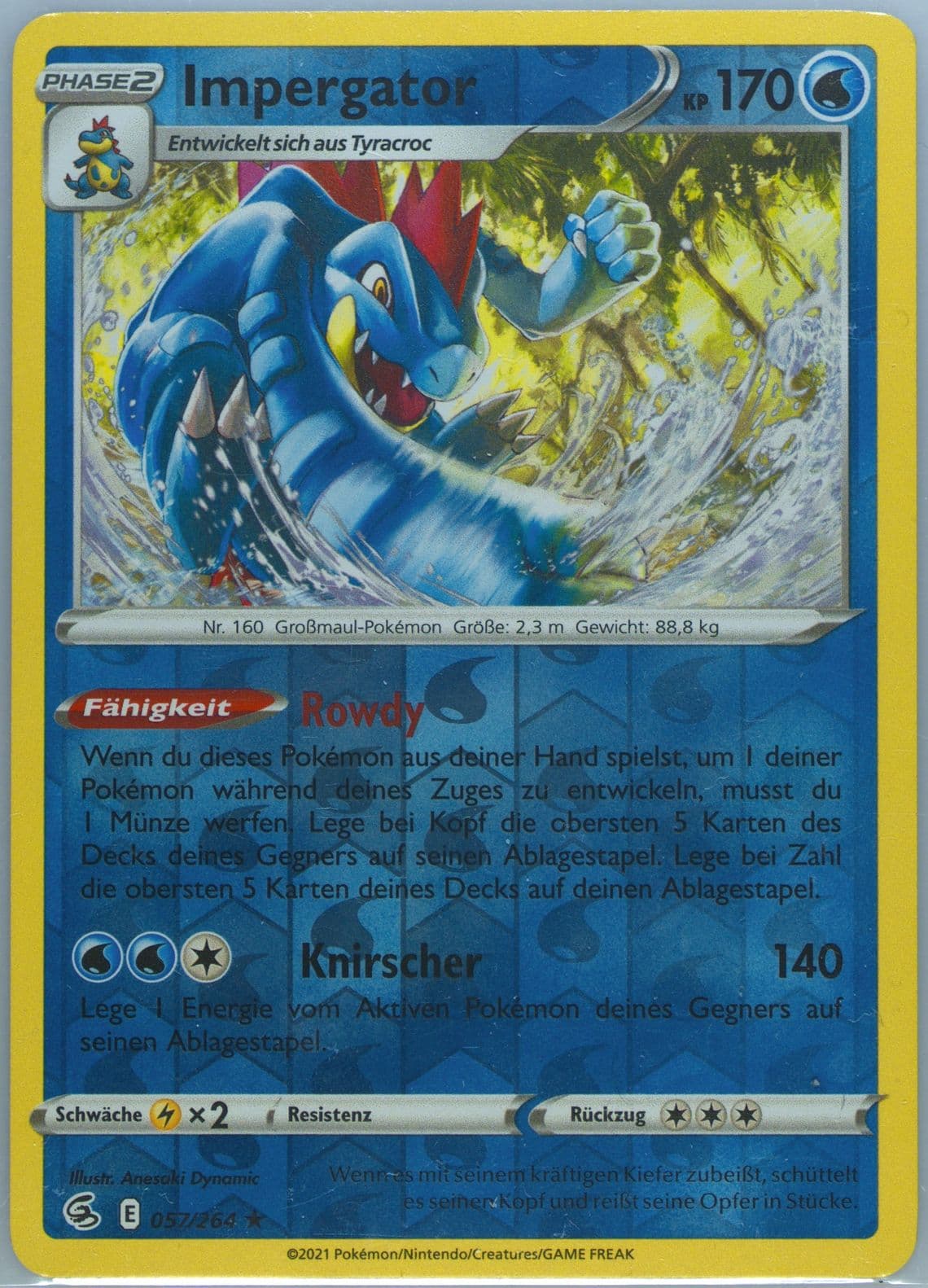 Feraligatr-Reverse Foil German (057) 2021 Pokemon Sword & Shield Fusion Strike