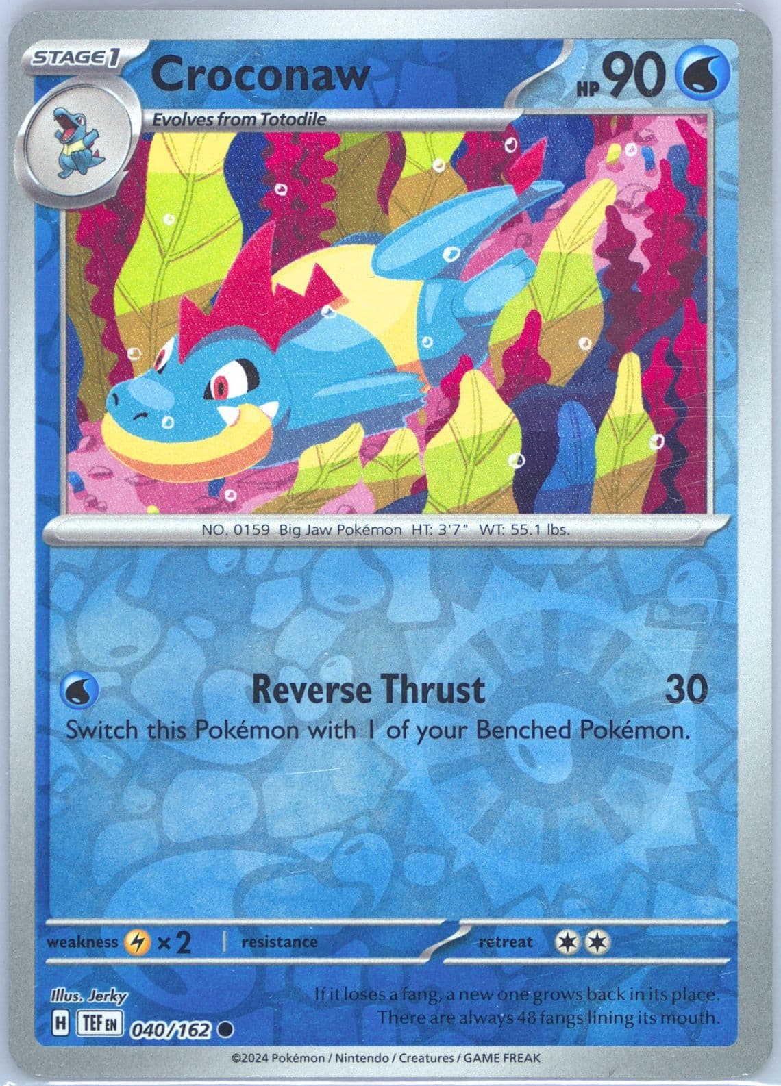 Croconaw Reverse Holo (040) 2024 Pokemon Tef EN-Temporal Forces