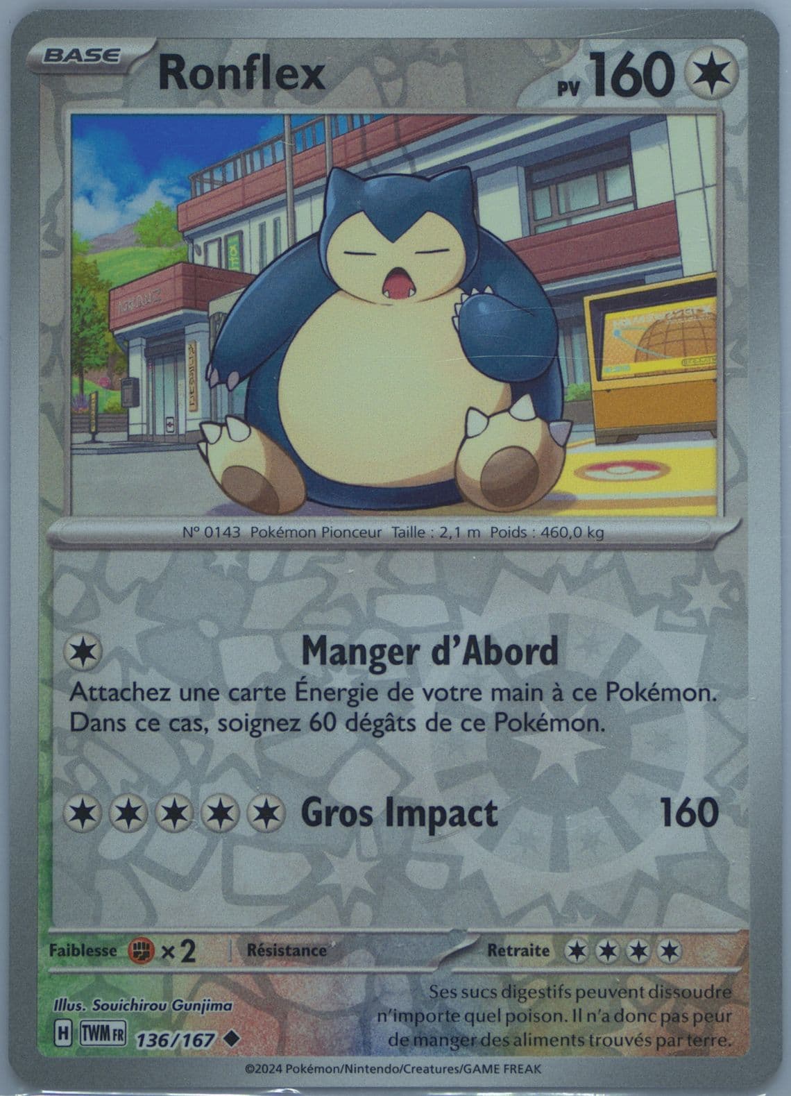 Snorlax Reverse Holo (136) 2024 Pokemon French Twm FR-Twilight Masquerade