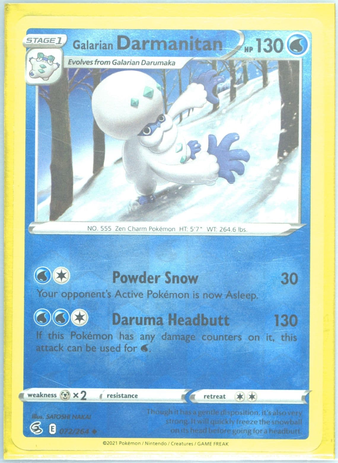 Galarian Darmanitan-Reverse Foil (072) 2021 Pokemon Sword & Shield Fusion Strike